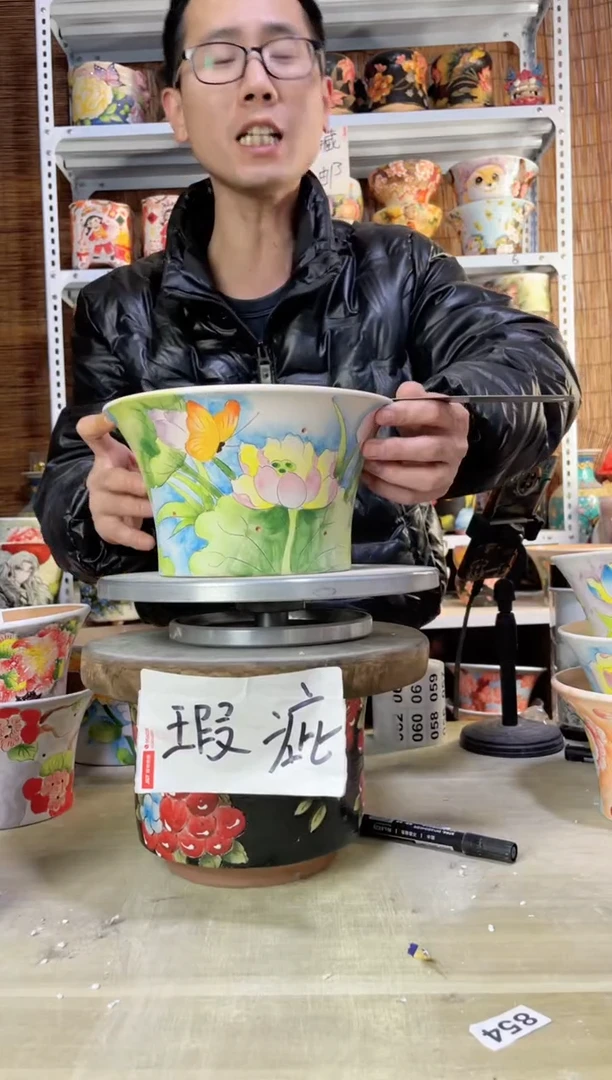 【闪购商品】摆件036陶花岛多肉陶瓷花盆罐——微瑕