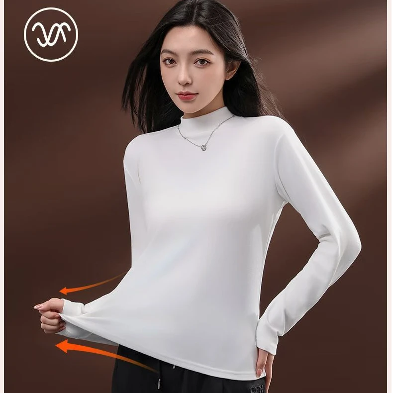 2暖曦微醺 · 山茶花柔护半高领内搭打底衫Y7058