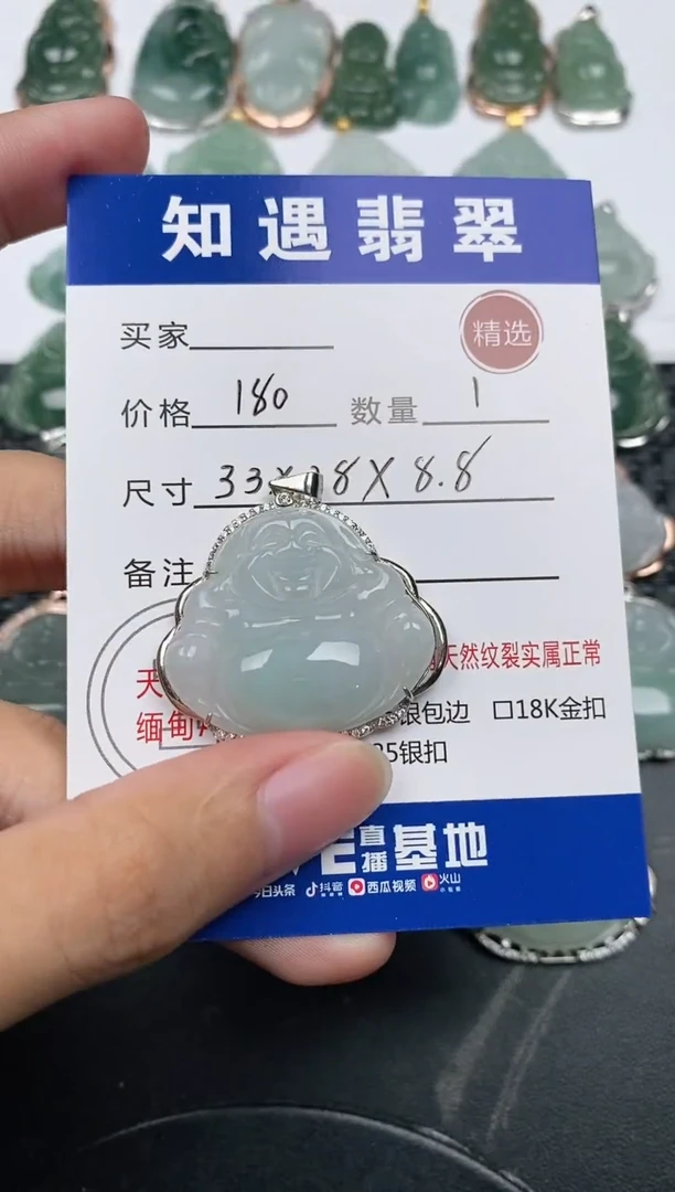 颈饰银S925镶嵌翡翠挂件