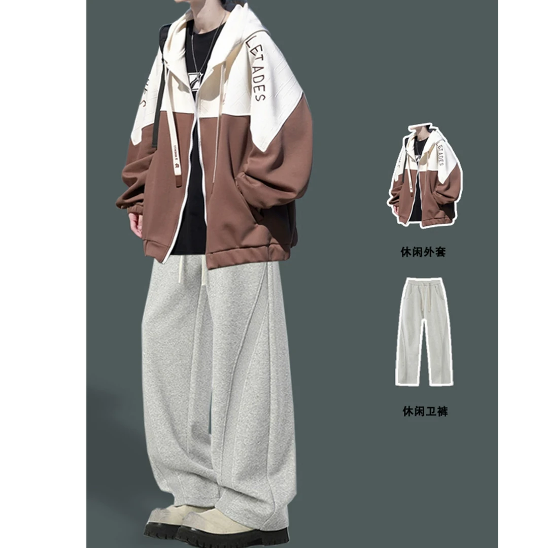 男生秋冬穿搭个性 cleanfit 小众高级感高知感外套牛仔裤套装191