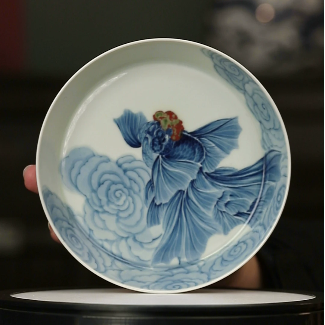 12.29a/m35a1/晓月炉/林月红/青花釉里红金鱼壶承