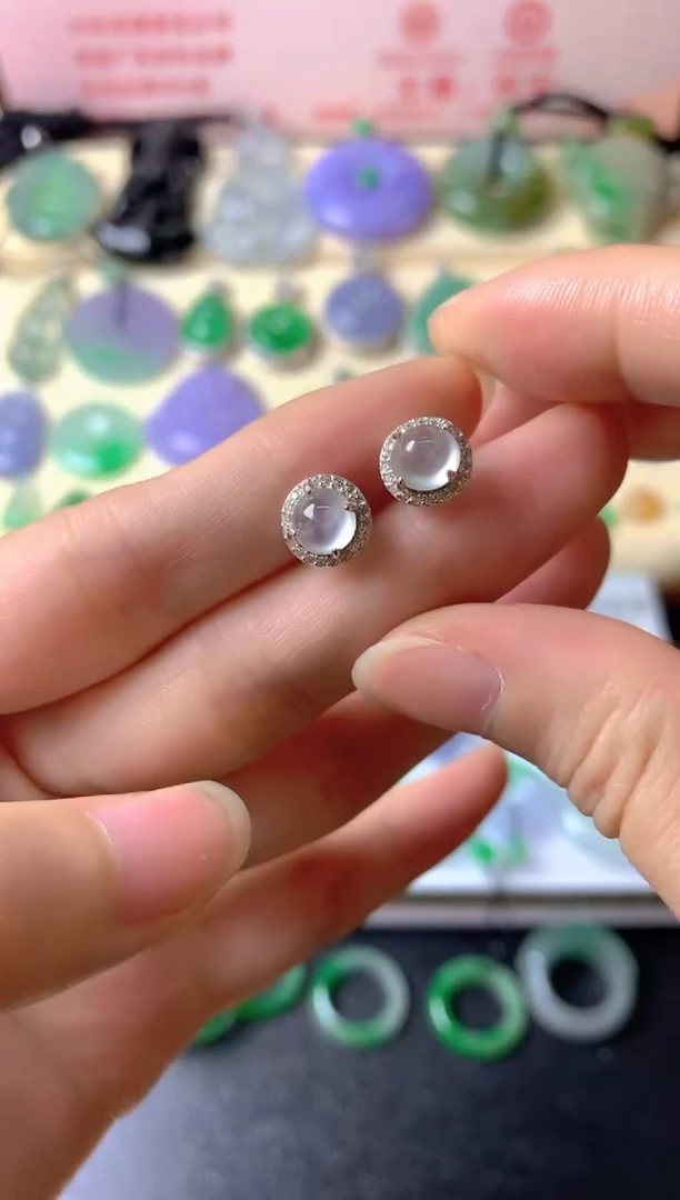 银S925镶嵌翡翠耳饰S*薇耳饰