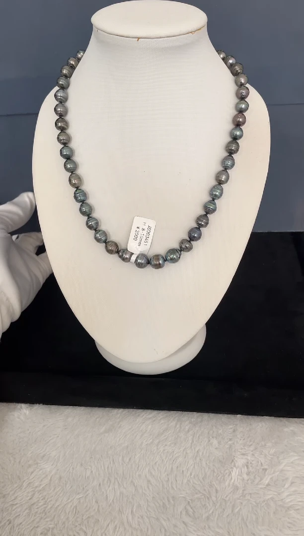 银S925镶嵌海水珍珠项链大溪地8-10mm