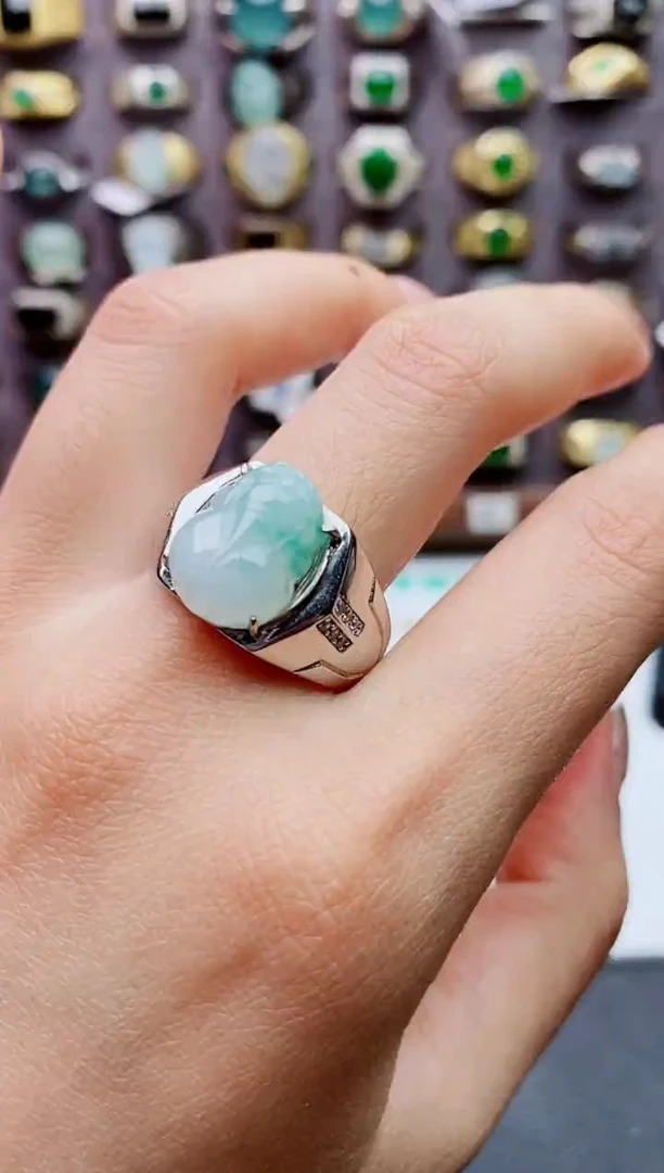 未镶嵌戒指翡翠天然翡翠男戒