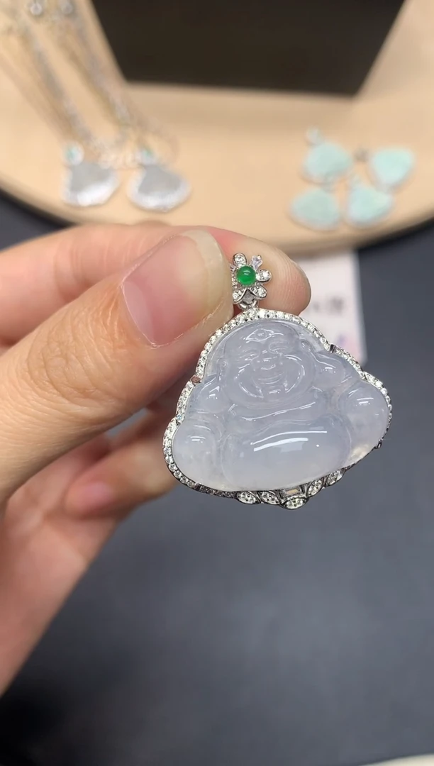 【闪购商品】翡翠吊坠(不含链)银S925镶嵌佛公【多样性发其一】