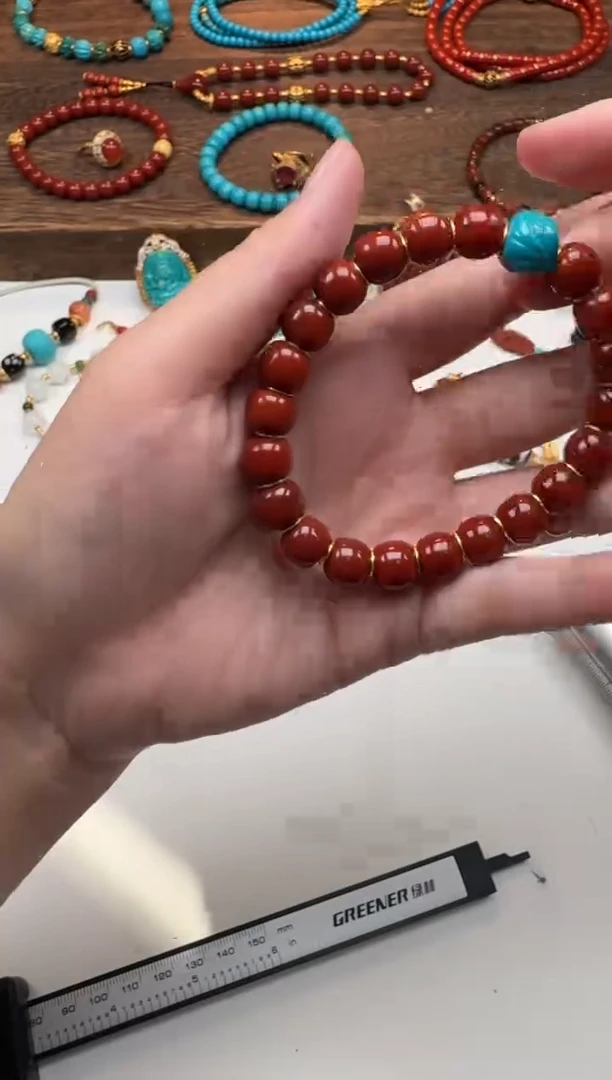 18K金镶嵌手串手串南红玛瑙薯***～手串手串
