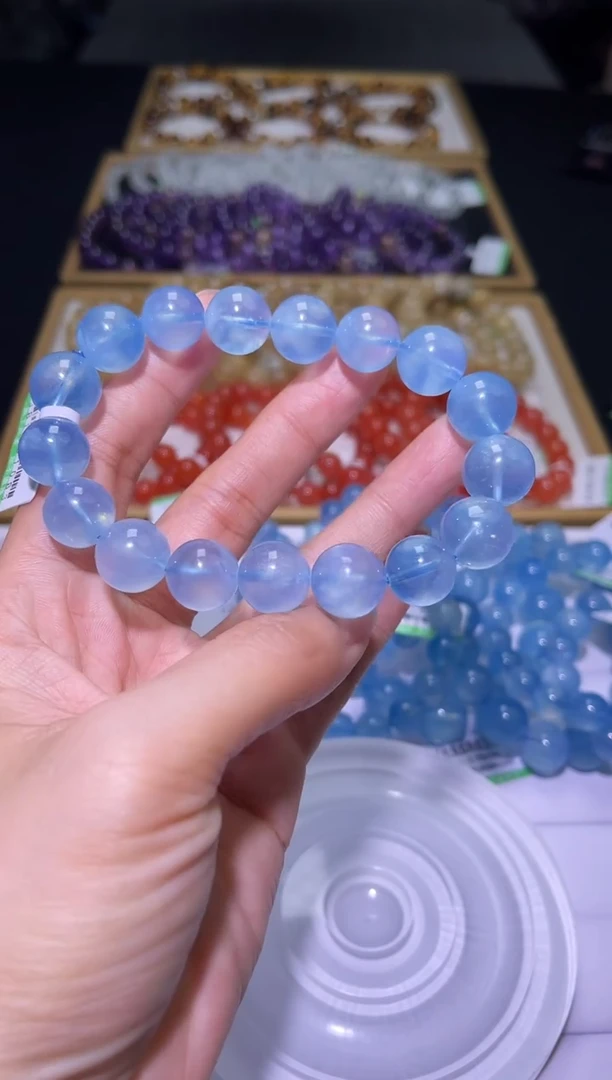 1海蓝宝石（处理）J072-12mm海蓝宝单圈-多样性发其一