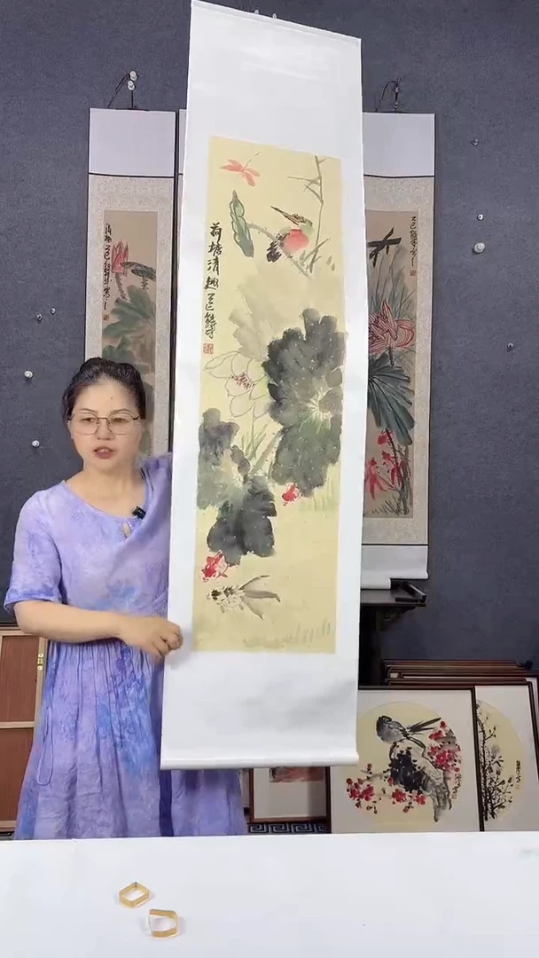 国画165*40吴铁成手绘卷轴