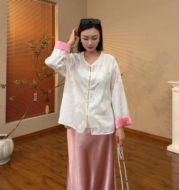 [音凉]Q763夏季新款宽松唐装防晒外套女国风复古上衣新中式小外套