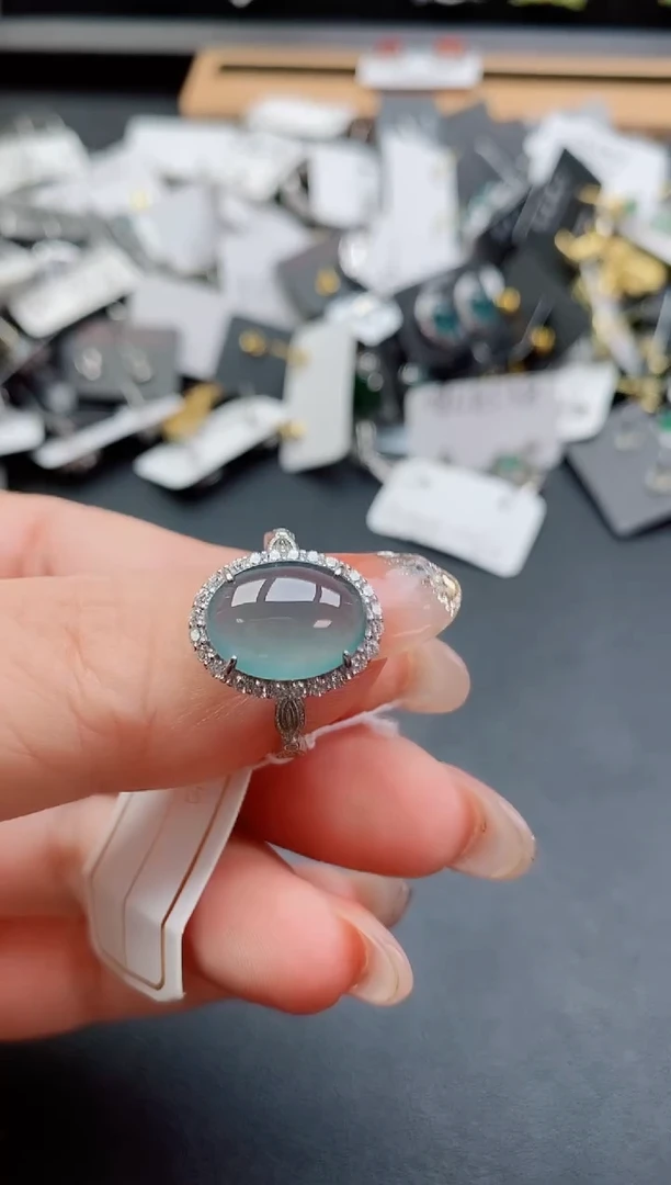 银S925镶嵌戒指翡翠1