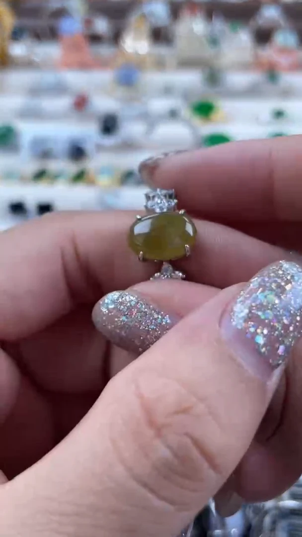 翡翠戒指银S925镶嵌缅甸天然A货翡翠