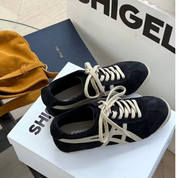 诗歌兰女鞋时尚百搭系带德训鞋休闲运动板鞋