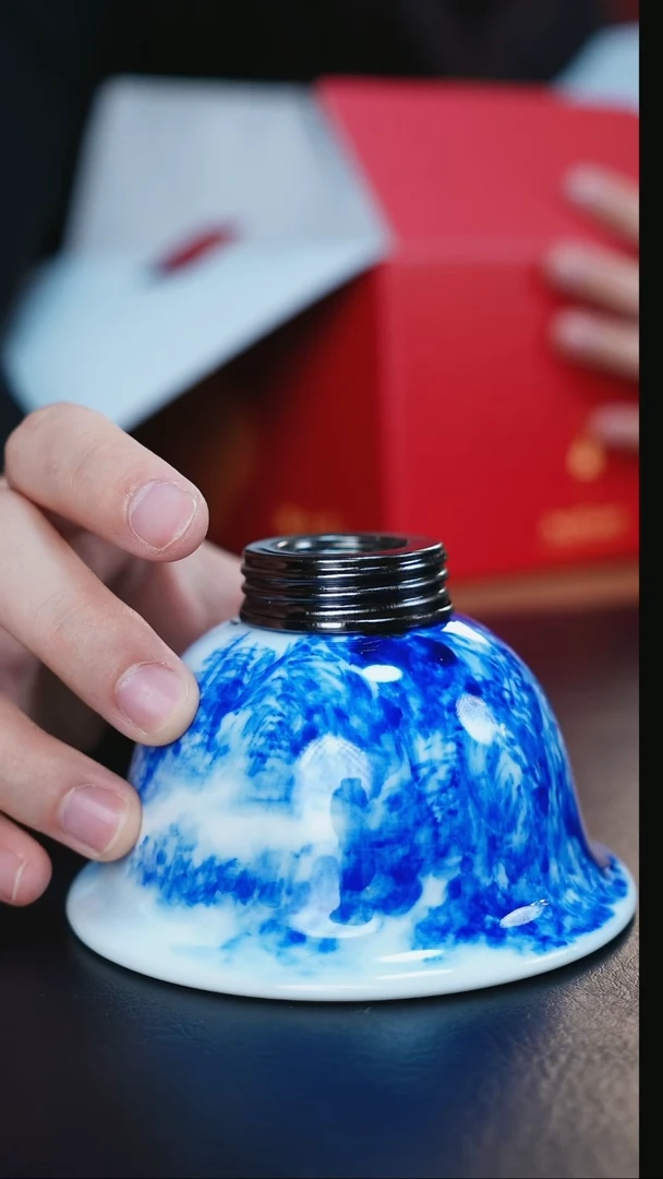 发****哮青花山水煤油灯1