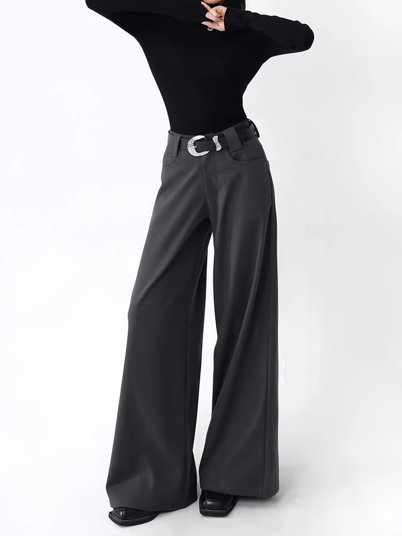 SNBO叁豹·原创毛呢西装裤女2024年新款秋冬直筒阔腿裤