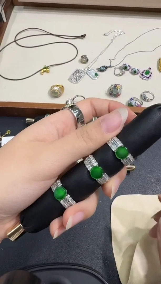 银S925镶嵌戒指翡翠X0825-1822-324多样性一件