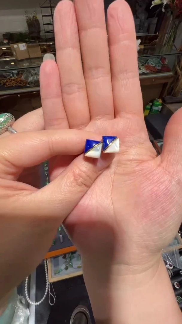 【闪购商品】青金石耳饰银S925镶嵌青金石