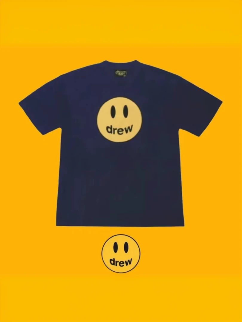 Drew比伯同款笑脸字母logo印花款短袖速干t恤