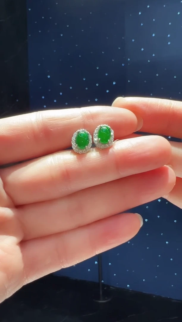 【闪购商品】翡翠耳饰银S925镶嵌36】