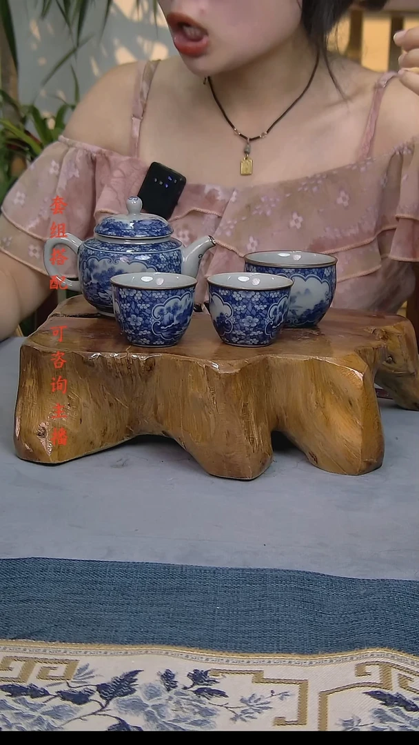 4件套陶瓷茶具老陶泥开片纹