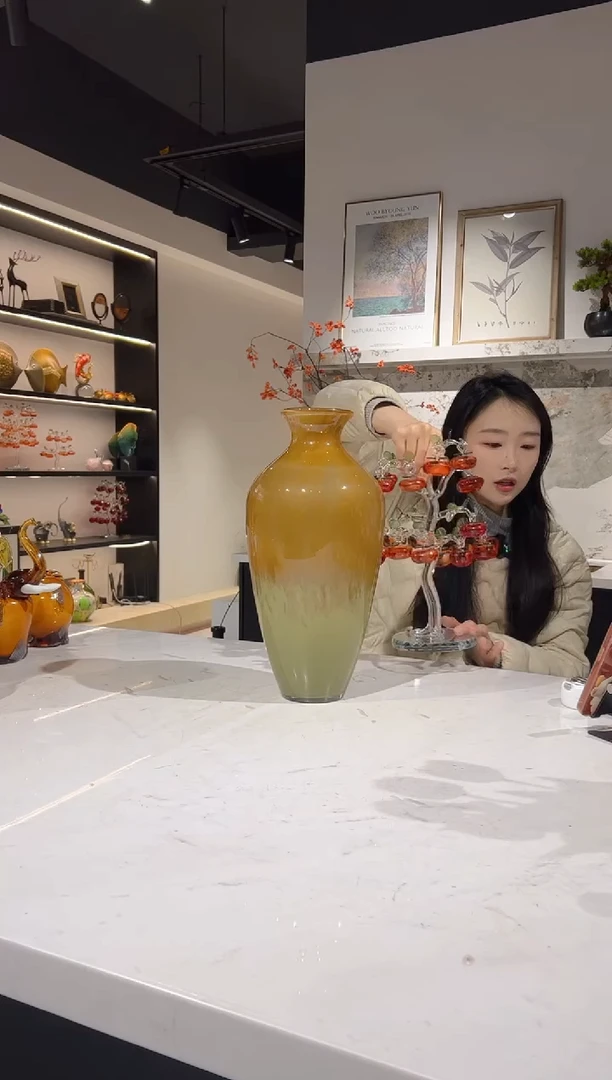 【闪购商品】琉璃高款撞色收口花瓶