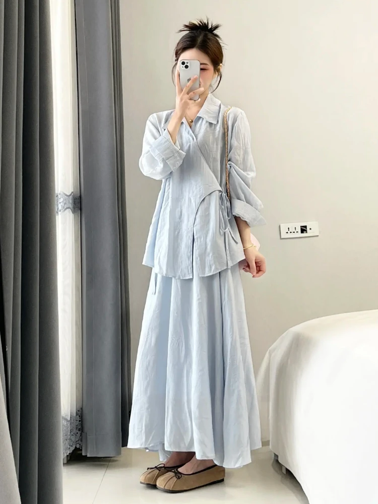 清冷松弛感穿搭套装裙女夏季2025新款高级感轻熟气质半身裙两件套