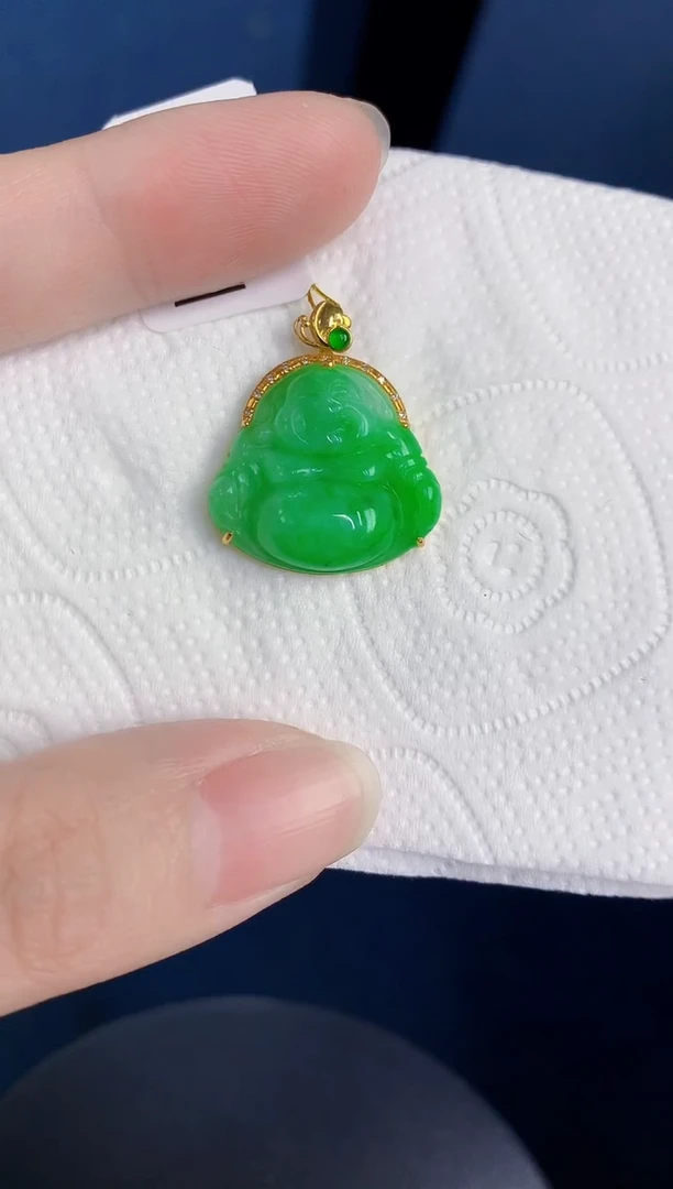颈饰18K金镶嵌翡翠天然翡翠缅甸A货