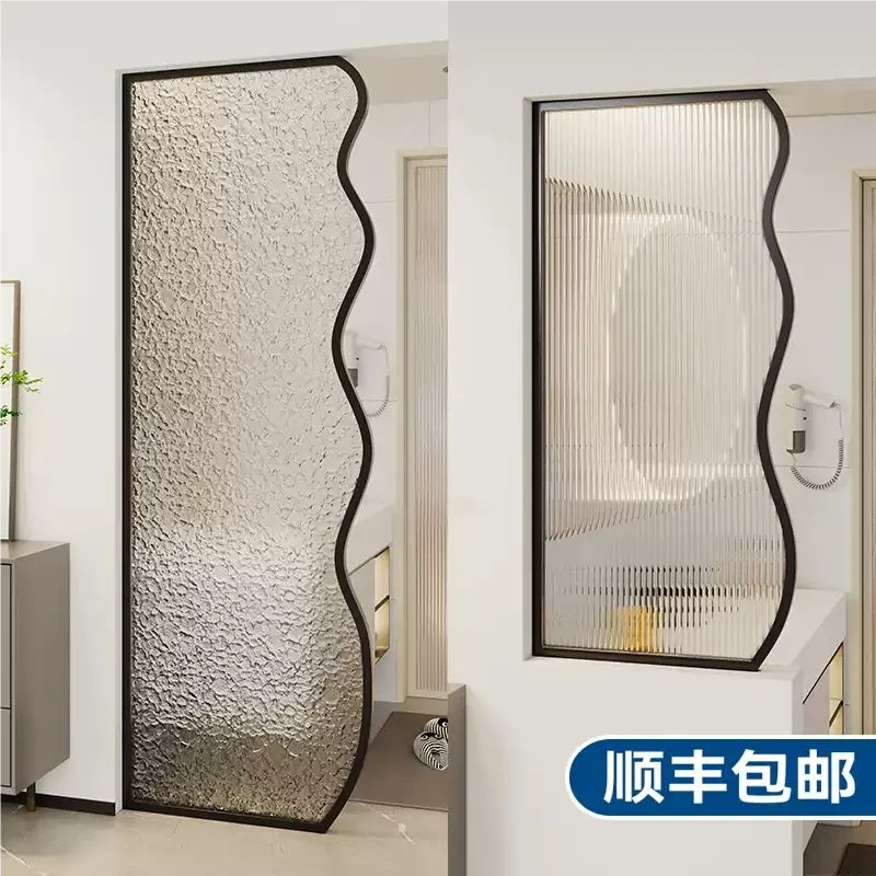 铁艺隔断玄关入户客厅不锈钢现代简约卫生间半墙半墙隔断水纹屏风