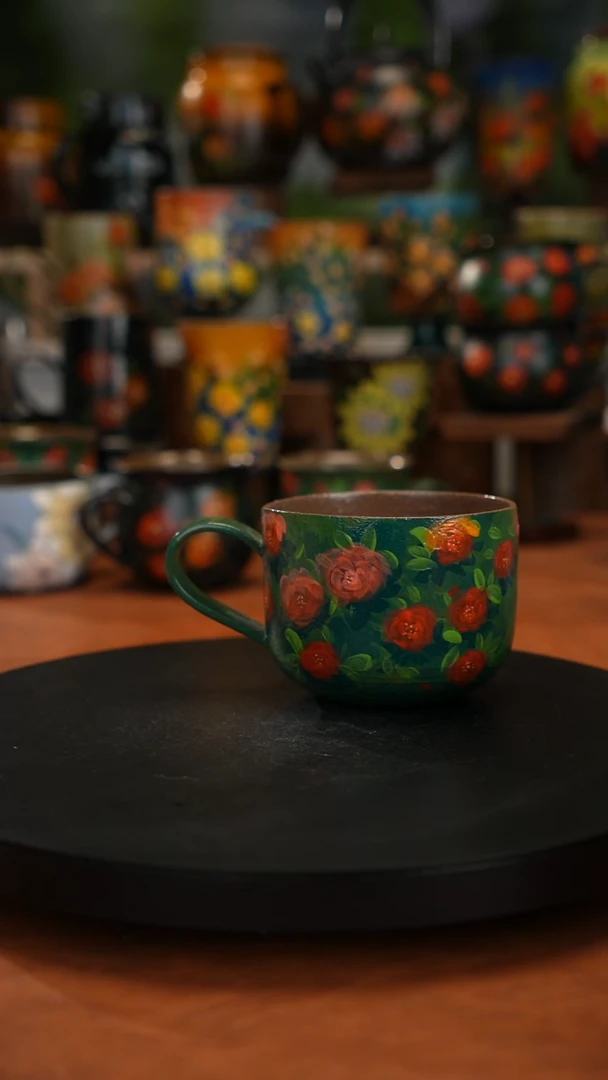 紫砂油画手绘釉下彩
