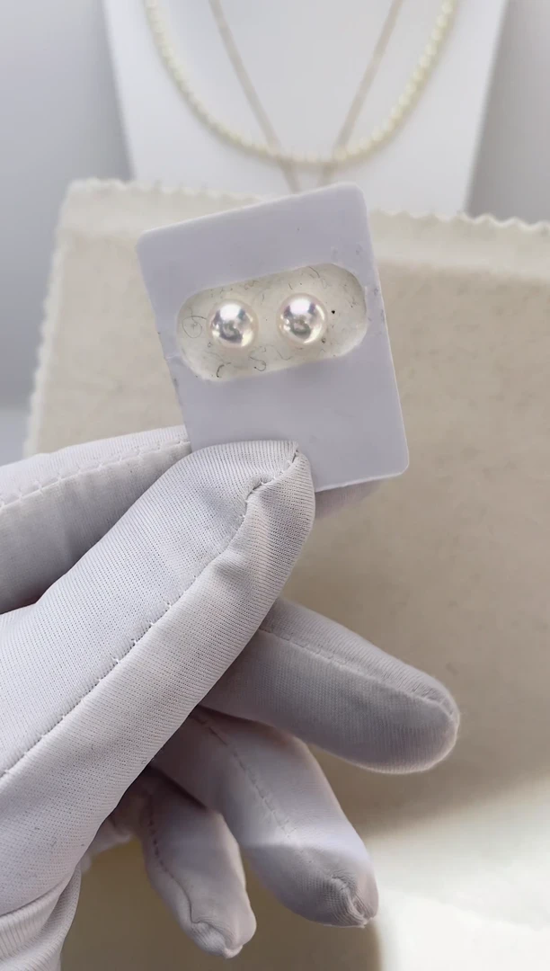 【闪购商品】海水珍珠耳饰18K金镶嵌6.5-7特选天女耳钉极微瑕