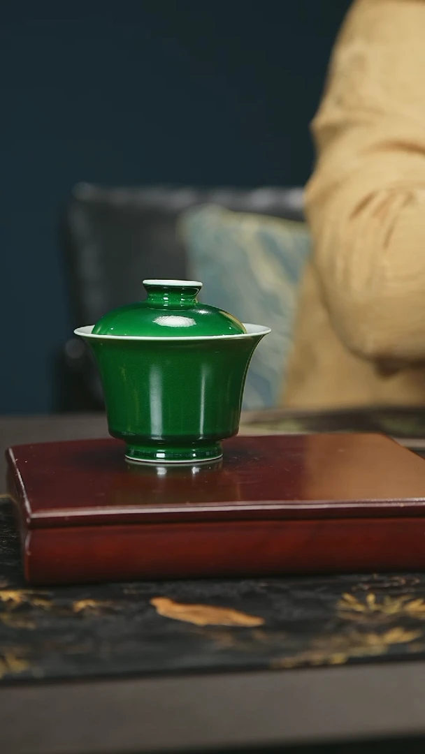 【闪购商品】瓷唐里郎窑绿马蹄盖碗