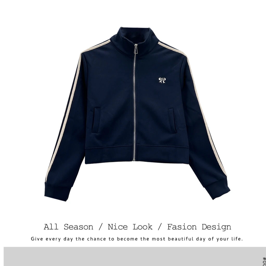 439  高级感立领卫衣外套女宽松小个子休闲短款拉链开衫上衣#1041