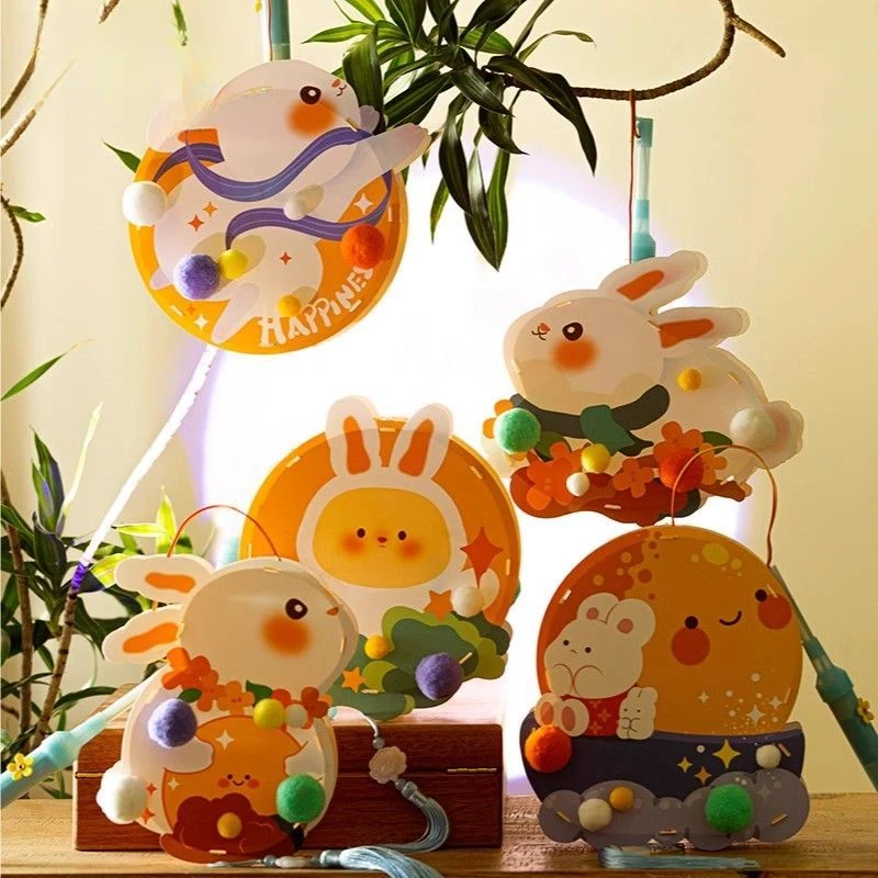 中秋节兔子防水灯笼古风装饰儿童幼儿园手工diy材料布置花灯挂件