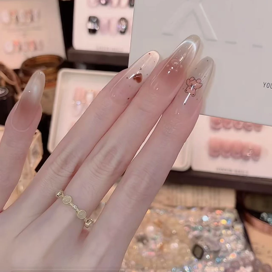 小棕熊- painted clear bow 纯手工穿戴甲 10片装