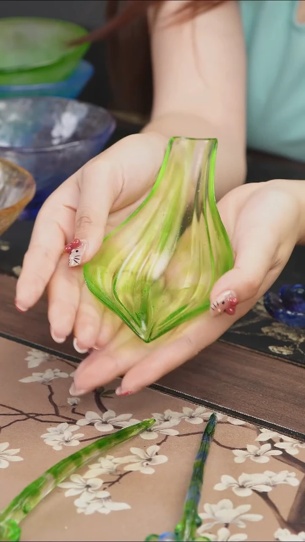 手工艺品琉璃绿色茶则