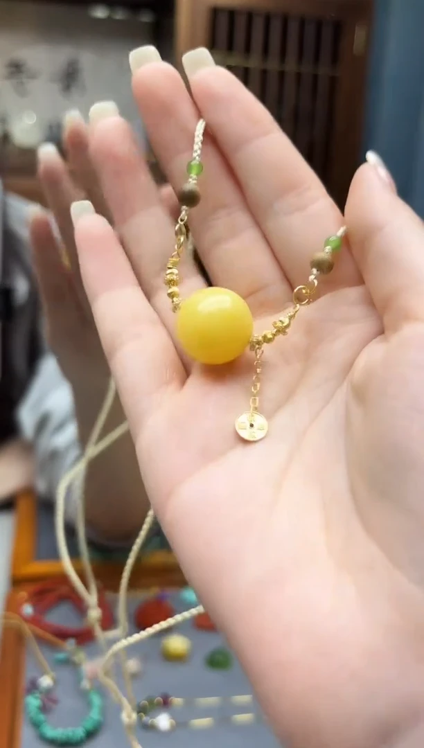 蜜蜡颈饰未镶嵌蜜蜡吊坠17.5mmZX