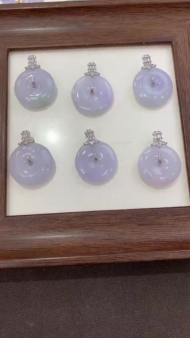 颈饰银S925镶嵌翡翠天然缅甸a货细糯淡紫扣多样性发其一有色差