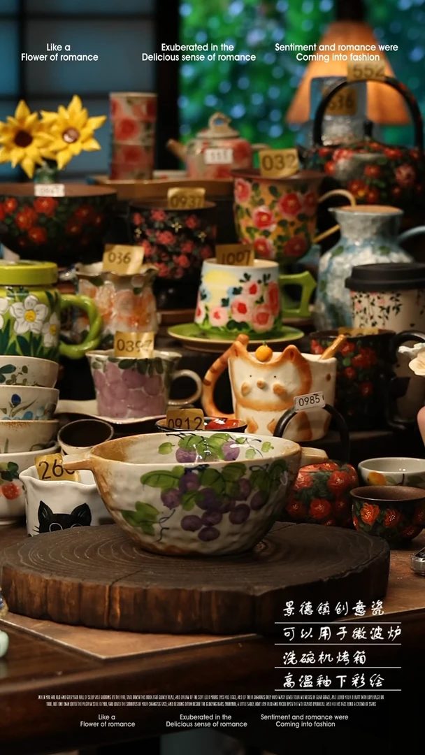 陶瓷景德镇高温釉下彩手工手绘款式