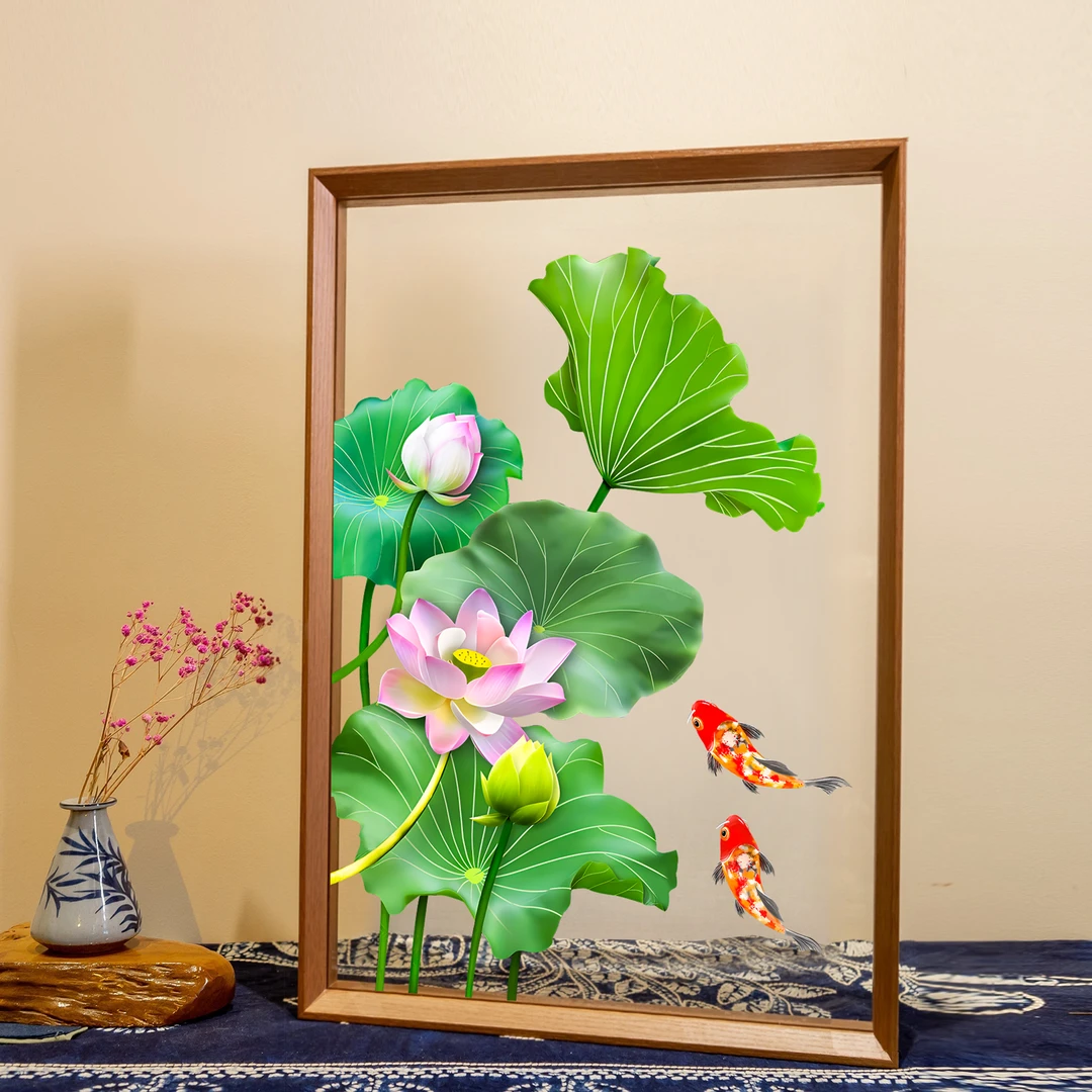 [荷花锦鲤]喜庆手工艺品创意桌摆礼品办公室客厅摆件家居装饰品