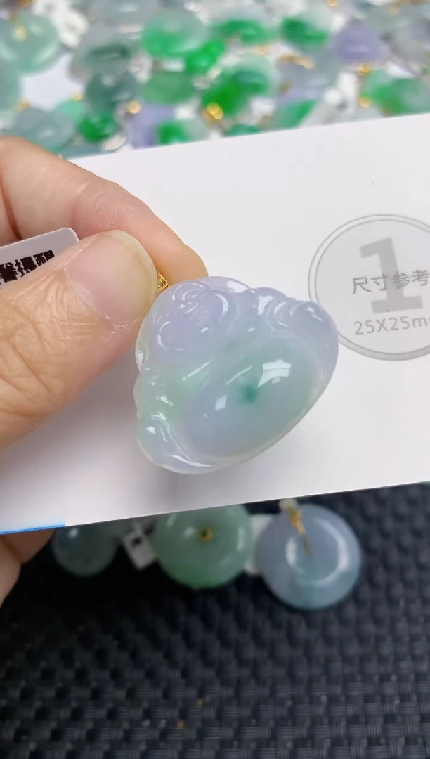 颈饰18K金镶嵌翡翠天然缅甸A货翡翠百元以上9元证书费自理