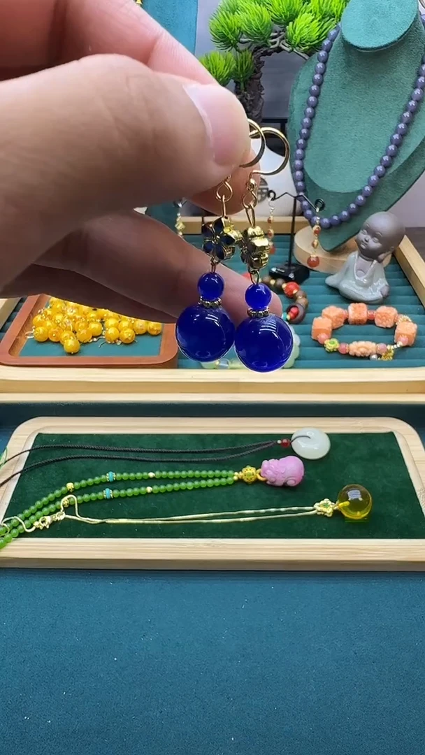 碧玺猫眼耳饰14K金镶嵌E91