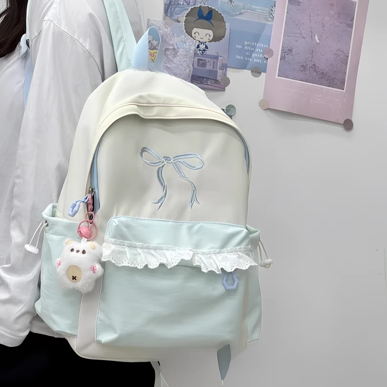 甜妹ins风小众简约初中生书包女小学生小清新双肩包高中生女背包