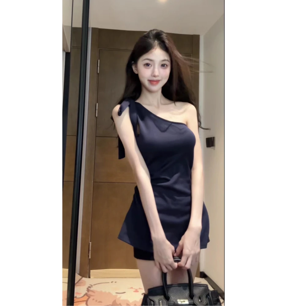 【XIAOBAWANG】纯欲性感不规则绑带无袖背心女装外穿夏季新款修身