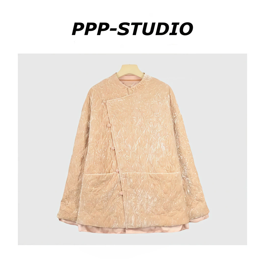 『PP-STUDIO』冬季新款时尚百搭宽松设计款斜襟外套*20253444