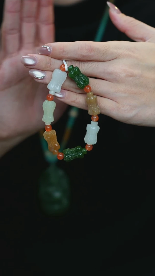 未镶嵌手串和田玉C8-35 白菜手串四