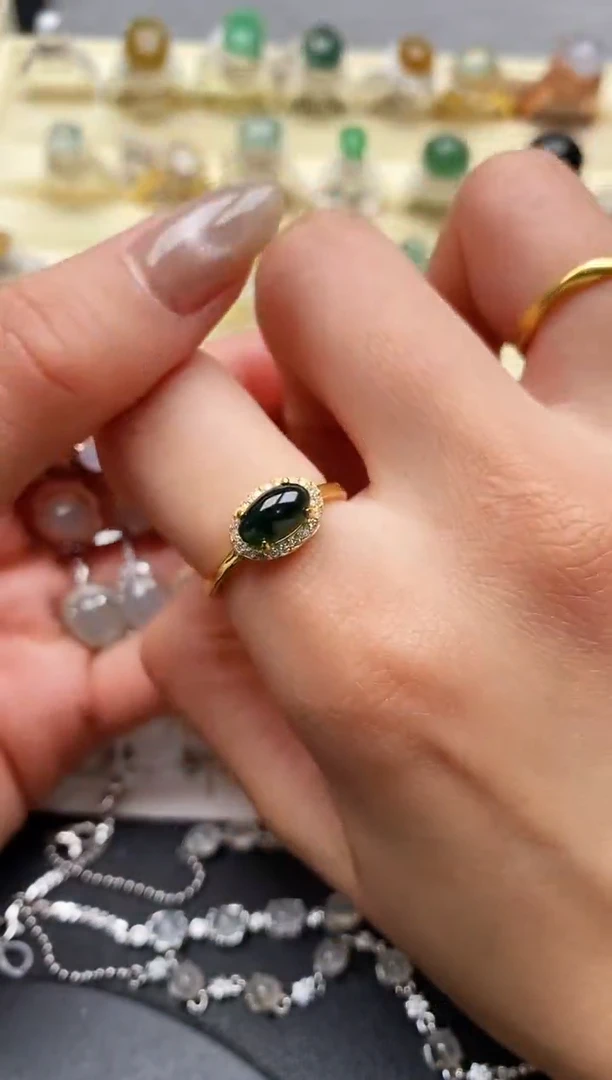 【闪购商品】翡翠戒指银S925镶嵌缅甸翡翠3   2+