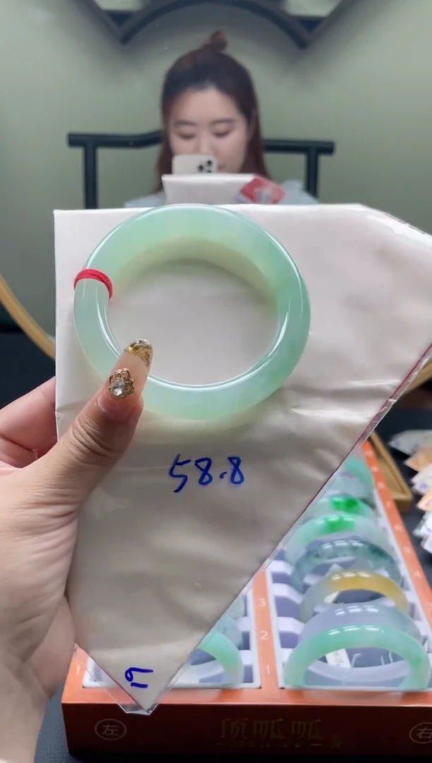 未镶嵌手镯翡翠【顶呱呱珠宝】天然缅甸A货翡翠手镯58.8圆条