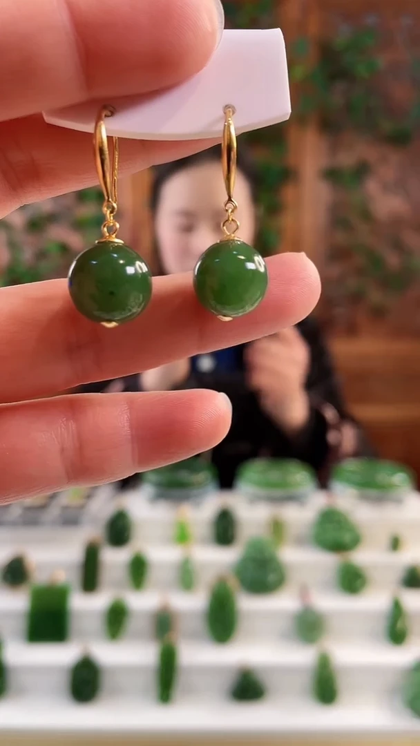 【闪购商品】和田玉耳钩银S925镶嵌大气贯穿