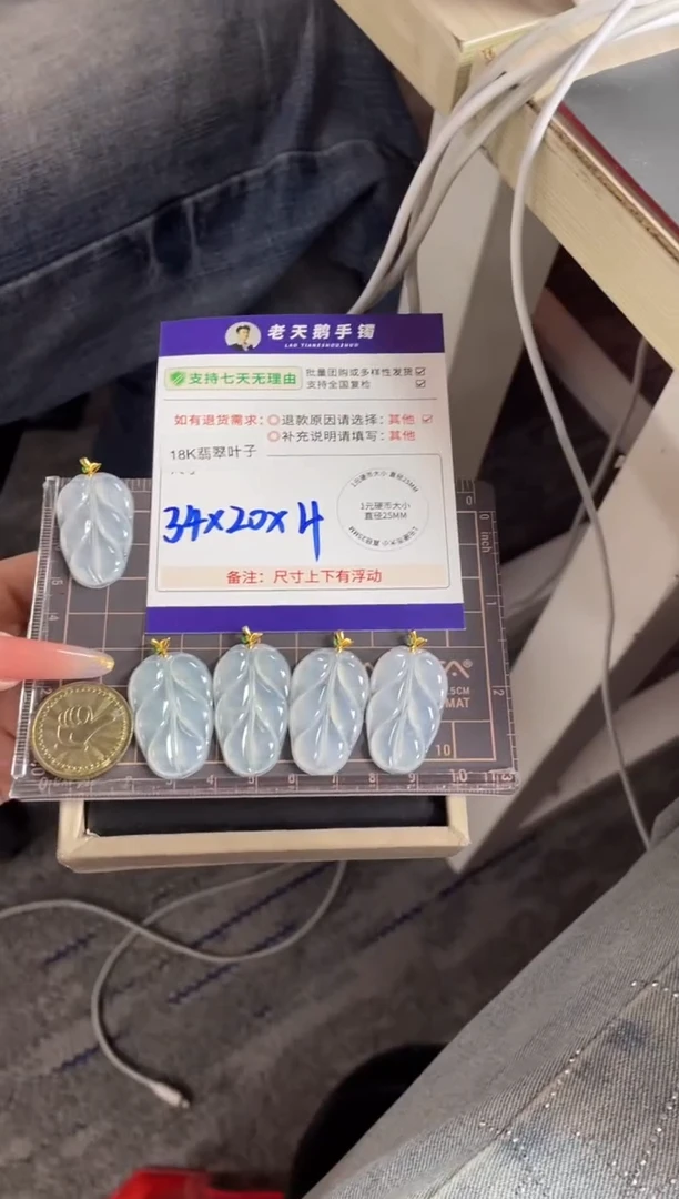 18K金镶嵌挂件翡翠叶子FL11/多样性发其一CP配绳