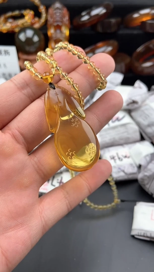 【闪购商品】琥珀颈饰未镶嵌旗袍毛衣链一套