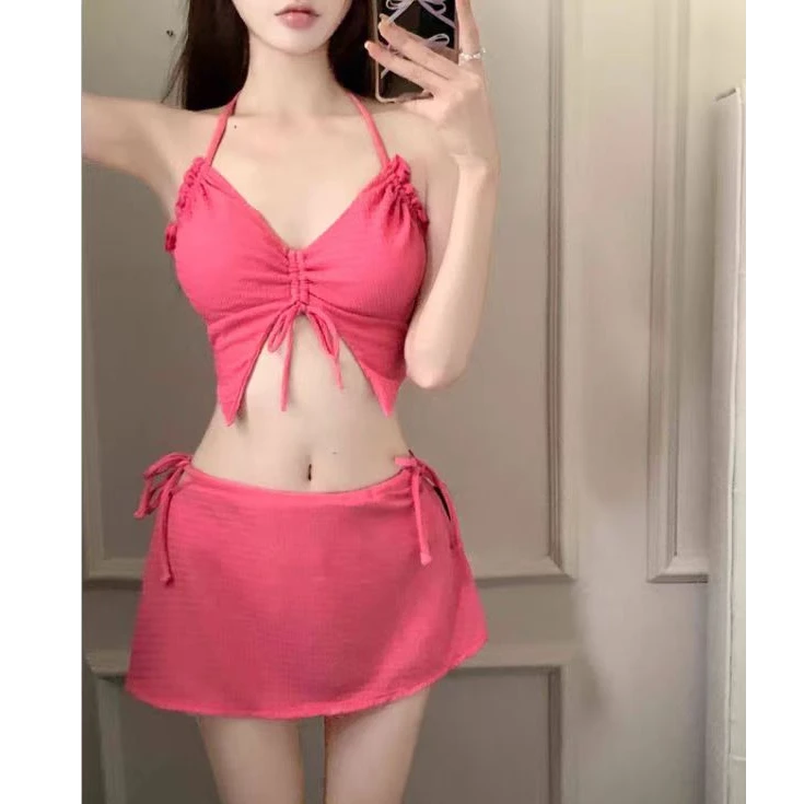 范美意【热恋】小胸性感纯欲包臀显瘦显瘦辣妹比基尼泳衣挂脖纯欲风